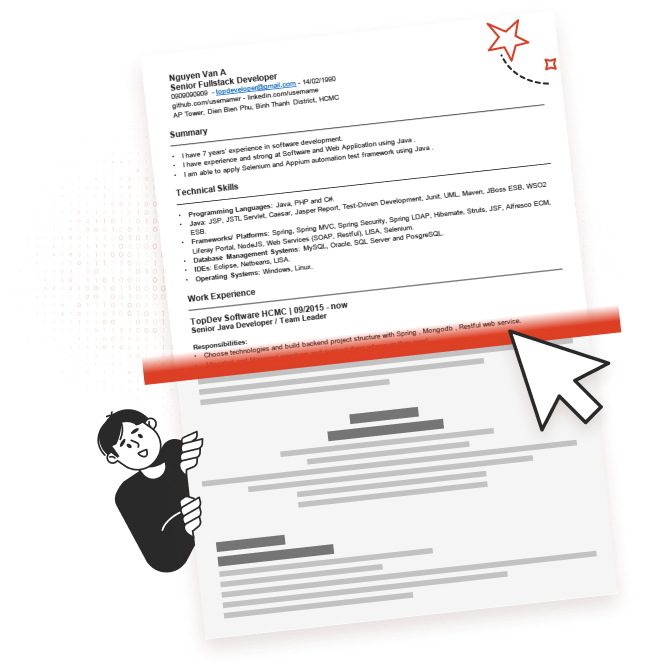 Ảnh minh họa trình tạo Saramin CV